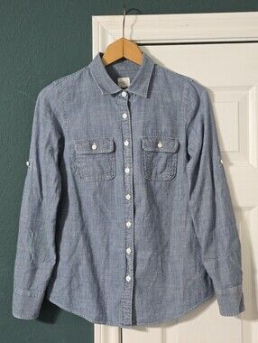 J Crew The Perfect Shirt Chambray Denim Button Up Shirt XXS Utility Coastal